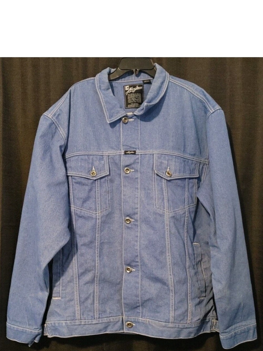 Vtg Karl Kani Jacket Mens XXXL Blue Denim Hip Hop Flap Pocket Streetwear 90s Y2K